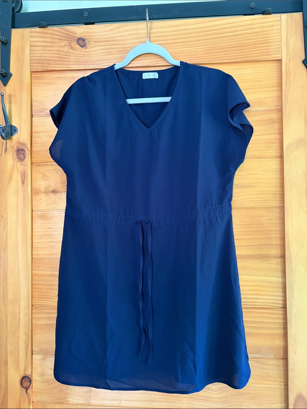 Women’s Navy V-Neck Tie-Waist Coverup/Summer dress